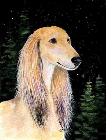 Starry Night Saluki Flag - Garden Size, 11 x 15 in.