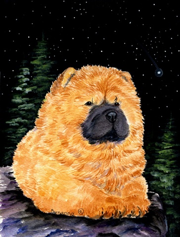 Starry Night Chow Chow Flag - Garden Size- 11 x 15 in.