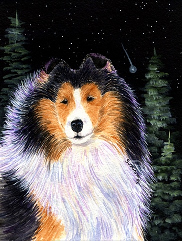 Starry Night Collie Flag - Garden Size, 11 x 15 in.