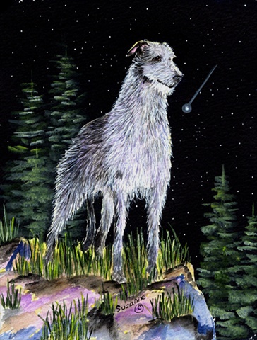 Starry Night Scottish Deerhound Flag - Garden Size, 11 x 15 in.