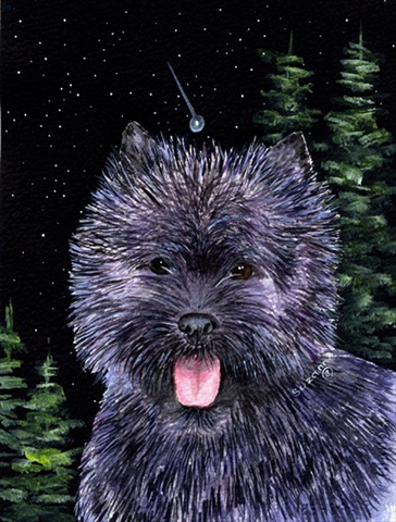 Starry Night Cairn Terrier Flag - Garden Size, 11 x 15 in.