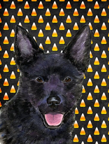 Australian Kelpie Candy Corn Halloween Portrait Flag - Garden Size, 11 x 15 in.