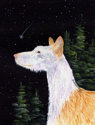 Starry Night Ibizan Hound Canvas Flag - House Size- 28 x 40 in.