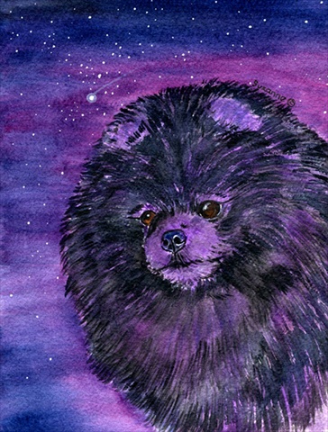 Starry Night Pomeranian Flag - Garden Size, 11 x 15 in.