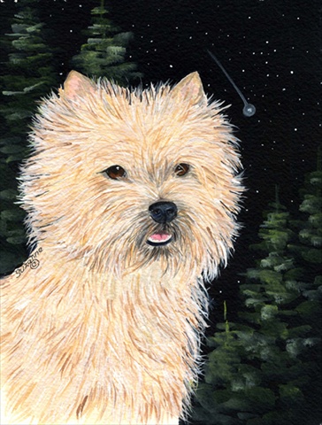 Starry Night Cairn Terrier Flag - Garden Size- 11 x 15 in.