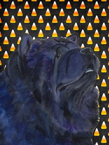 Chow Chow Candy Corn Halloween Portrait Canvas Flag - House Size- 28 x 40 in.