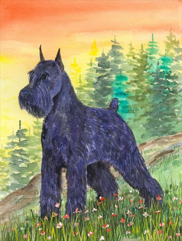 Schnauzer Canvas Flag - House Size- 28 x 40 in.