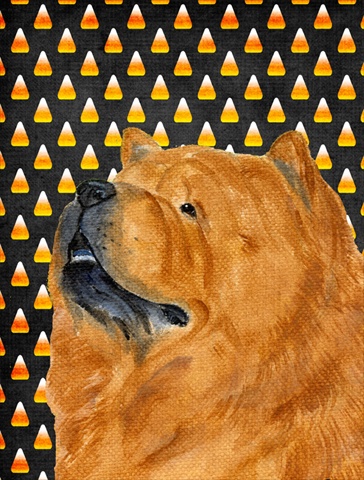 Chow Chow Candy Corn Halloween Portrait Flag - Garden Size, 11 x 15 in.