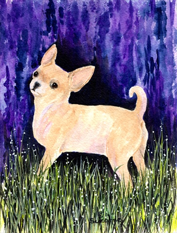 Starry Night Chihuahua Canvas Flag - House Size- 28 x 40 in.
