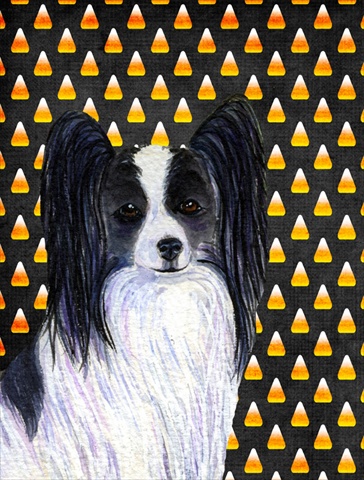 Papillon Candy Corn Halloween Portrait Flag - Garden Size, 11 x 15 in.