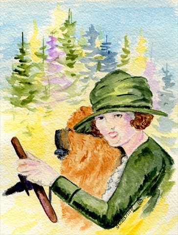 Lady driving with her Chow Chow Flag - Garden Size, 11 x 15 in.