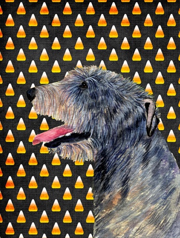Irish Wolfhound Candy Corn Halloween Portrait Flag - Garden Size, 11 x 15 in.