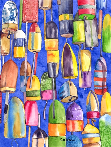 Lobster Bouys Canvas Flag - House Size- 28 x 40 in.