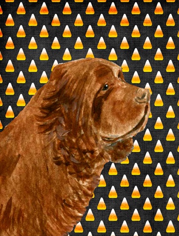 Sussex Spaniel Candy Corn Halloween Portrait House Size Canvas Flag