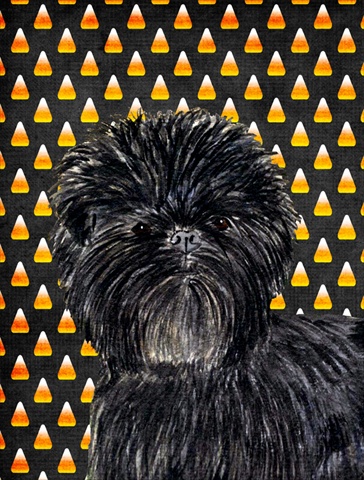 Affenpinscher Candy Corn Halloween Portrait House Size Canvas Flag
