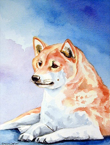 28 x 40 in. Red and White Shiba Inu House Size Canvas Flag