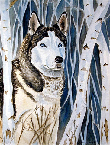 28 x 40 in. Siberian Husky House Size Canvas Flag