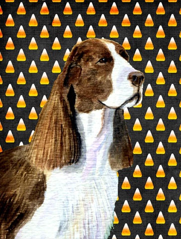 11 x 15 in. Springer Spaniel Candy Corn Halloween Portrait Garden Size Flag