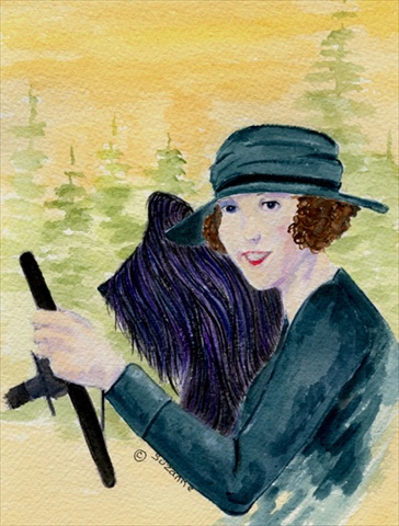 11 x 15 in. Lady Driving with her Briard Garden Size Flag