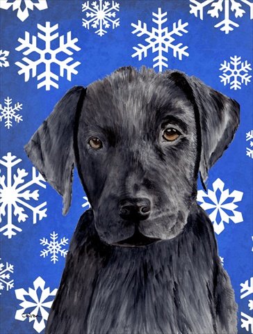 Labrador Winter Snowflakes Holiday Garden Size Flag