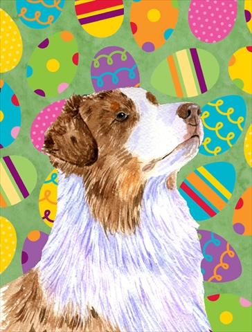 Australian Shepherd Easter Eggtravaganza House Size Canvas Flag