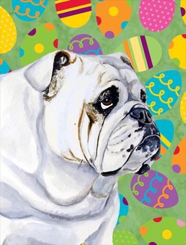 Bulldog English Easter Eggtravaganza House Size Canvas Flag