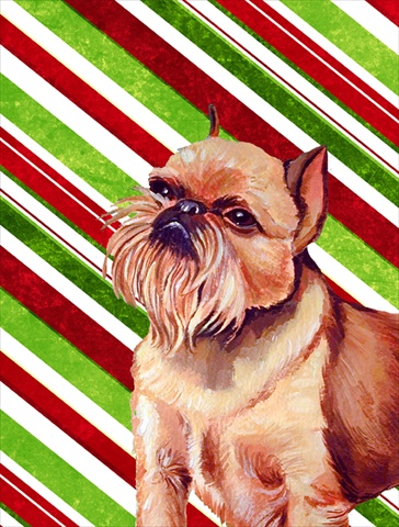 Brussels Griffon Candy Cane Holiday Christmas House Size Canvas Flag