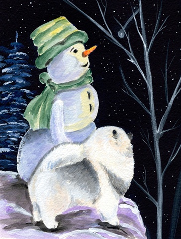 11 x 15 in. Snowman with Keeshond Garden Size Flag