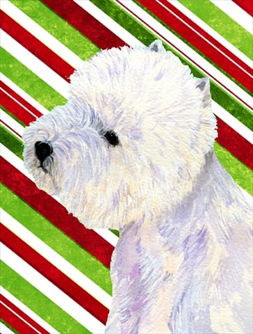 Westie Candy Cane Holiday Christmas House Size Canvas Flag