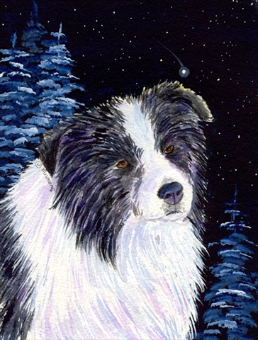 11 x 15 in. Starry Night Border Collie Garden Size Flag