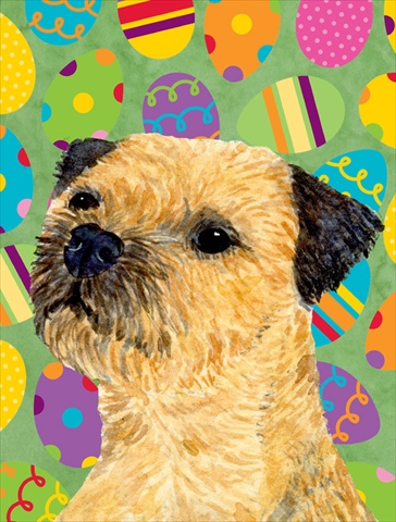 Border Terrier Easter Eggtravaganza House Size Canvas Flag 28 x 40 in.