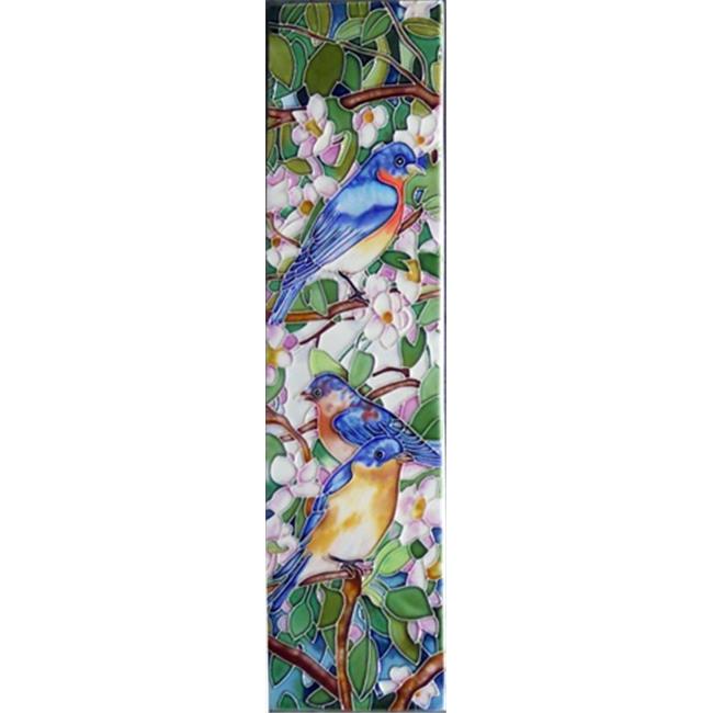 Continental Art Center MD-081 4 x 16 in. Blue Birds Ceramic Art Tile