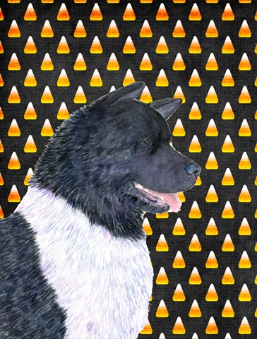 Akita Candy Corn Halloween Portrait House Size Canvas Flag