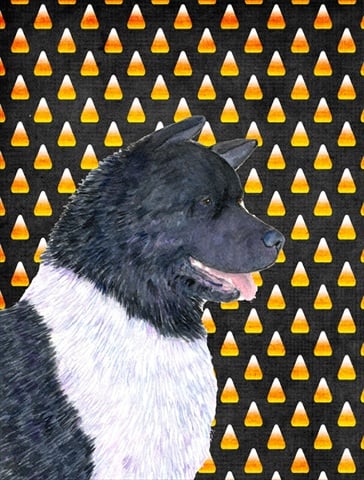 Akita Candy Corn Halloween Portrait Garden Size Flag
