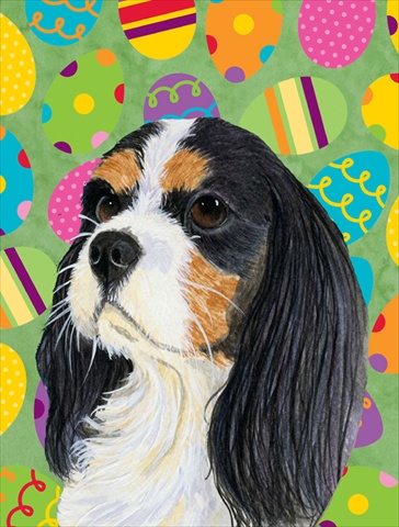 11 x 15 in. Cavalier Spaniel Easter Eggtravaganza Garden Size Flag