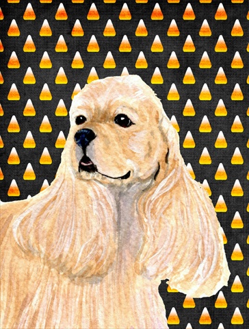 11 x 15 in. Cocker Spaniel Candy Corn Halloween Portrait Garden Size Flag