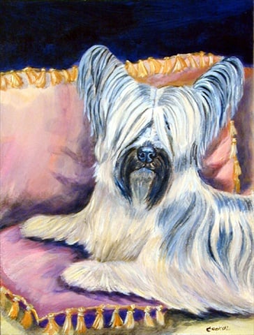 Skye Terrier House Size Canvas Flag