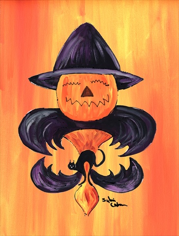 28 x 40 in. Halloween Pumpkin Bat Fleur de lis House Size Canvas Flag