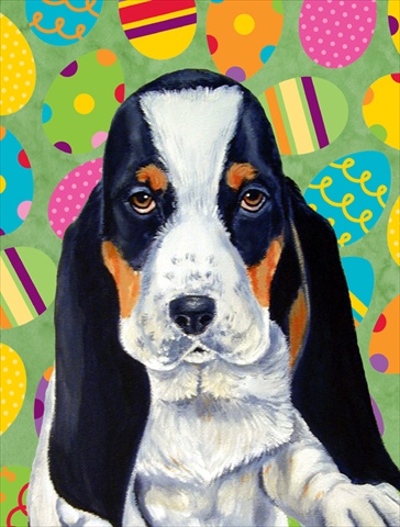 Basset Hound Easter Eggtravaganza House Size Canvas Flag