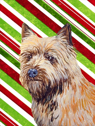Cairn Terrier Candy Cane Holiday Christmas House Size Canvas Flag