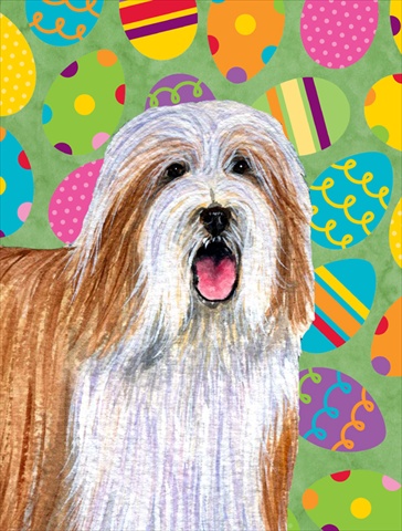 Bearded Collie Easter Eggtravaganza House Size Canvas Flag - 28 x 40 in.