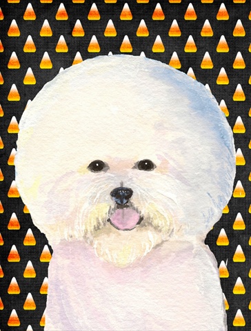 SS4319CHF 28 x 40 in. Bichon Frise Candy Corn Halloween Portrait House Size Canvas Flag