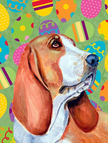 11 x 15 in. Basset Hound Easter Eggtravaganza Garden Size Flag