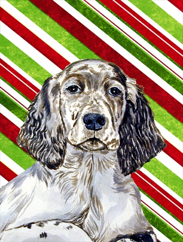 English Setter Candy Cane Holiday Christmas House Size Canvas Flag