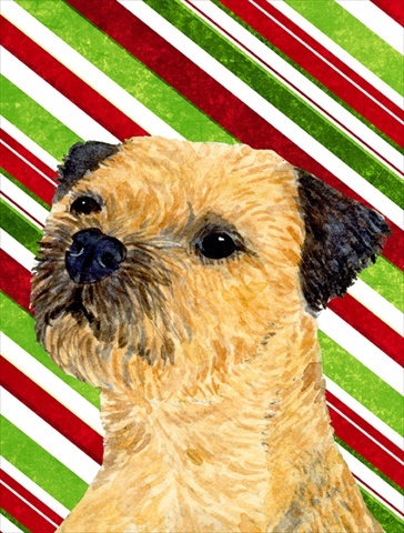 Border Terrier Candy Cane Holiday Christmas Garden Size Flag