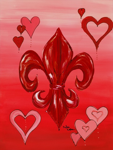 11 x 15 in. Valentines Day Fleur de lis Garden Size Flag