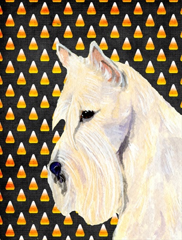 Scottish Terrier Wheaten Candy Corn Halloween Portrait House Size Canvas Flag