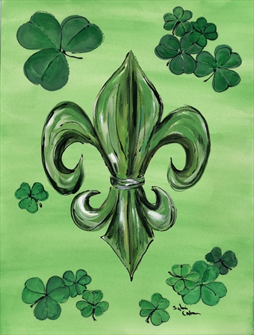 28 x 40 in. St Patricks Day Fleur de lis House Size Canvas Flag