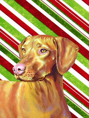Vizsla Candy Cane Holiday Christmas House Size Canvas Flag