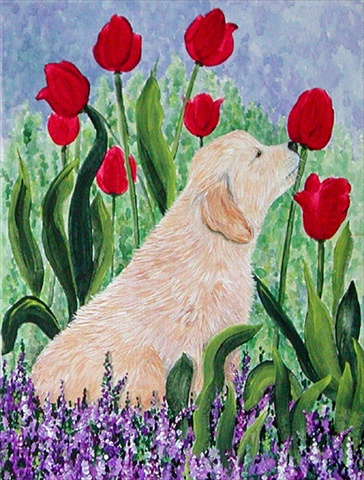 28 x 40 in. Golden Retriever House Size Canvas Flag
